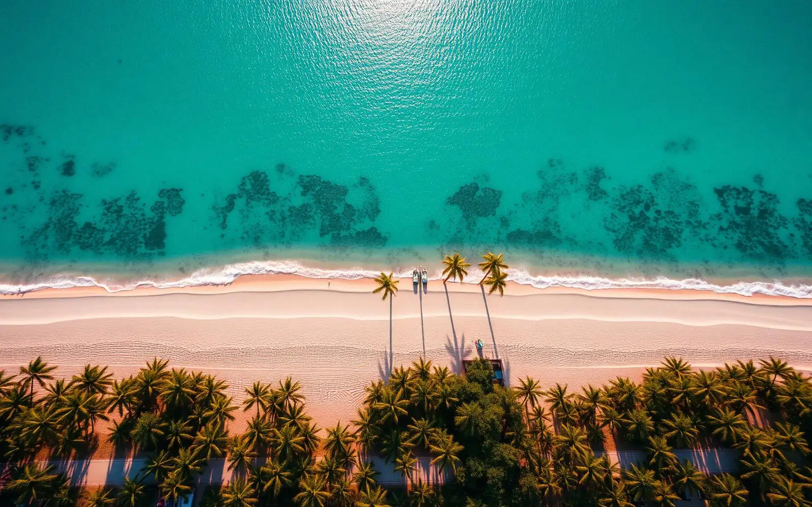 Vista aérea de praia de águas turquesa